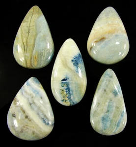 127.60 Ct Natural Blue Scheelite 29-32 mm Loose Gemstone Cabochon 5 Pc Lot-62975 - Picture 1 of 5