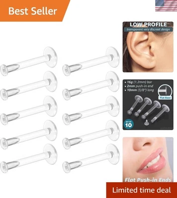 Retenedores de perforación transparentes Bioflex invisibles 16 g - comodidad y discreción (juego de 10 piezas) Foto 1 de 4