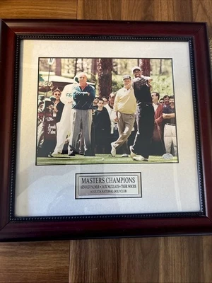 Masters Champions. Tiger Woods, Arnold Palmer, Jack Nicklaus. Augusta National Foto 1 de 4