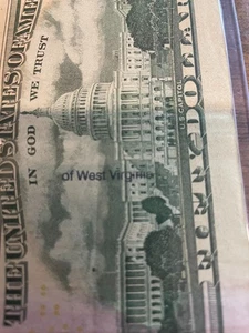 2013 $50 Dollar Bill With A Stamp on The Back That Says West Virginia - Picture 1 of 3