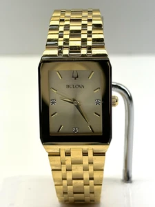 Bulova Quadra Men's Gold Plated Stainless Steel Quartz Watch 97D120 #47 - Picture 1 of 13