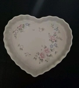 Pfaltzgraff Tea Rose Heart Shaped Baking Dish Quiche Pie Tart Pan - Picture 1 of 10