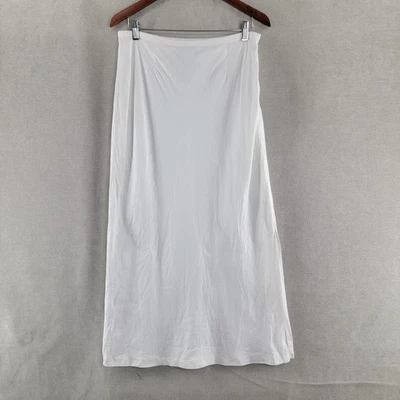 Falda Vintage Mujer 10 Blanco Lino Midi Abertura Lateral Minimalista Costa Playa Foto 1 de 4