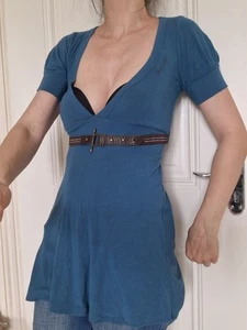 Miss Sixty Vintage 90s Y2k Stretchy summer Long Top Or Mini Dresse Belt Size S - Picture 1 of 6