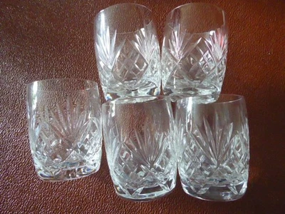 5 x Small Crystal Whiskey Glasses approx 3" High - Image 1 of 3