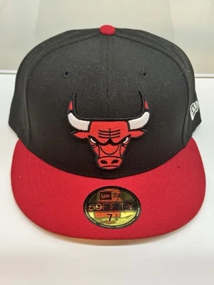 New Era 59FIFTY Chicago Bulls Clásico Negro/Rojo Sombrero Ajustado Talla 7 3/4 Foto 1 de 3