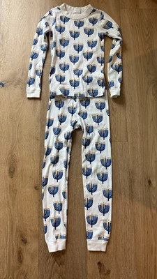 Hanna Andersson Organic Cotton Hanukkah 2 Piece Long John Kid's Pajama Set, 8T - Image 1 of 4
