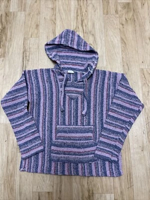 Sudadera con Capucha San José Baja para Mujer L Rosa Suroeste Mezcla de Lana Pullover a Rayas Foto 1 de 4