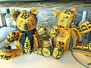 2 PURDUE BOILERMAKERS Lafayette Indiana HANDMADE Teddy BEARS Black and Gold - Picture 1 of 10