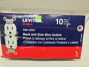 Leviton 15 Amp CBR15-WMP Tamper Resistant Duplex Outlet, White (10-Pack) NEW OB - Picture 1 of 7