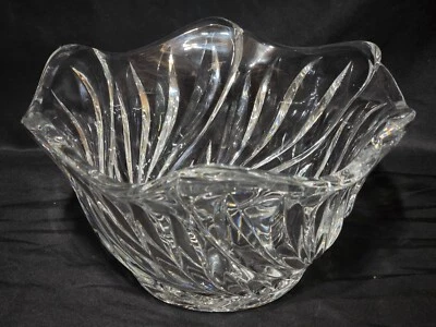 Vintage Heavy GORHAM Cut Crystal 10” STAR BLOSSOM Fruit Bowl - Swirl Pattern - Image 1 of 4