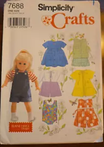 Simplicity Crafts 7688 for 18" Dolls Clothes Vintage 1997 NEW - Picture 1 of 4