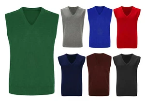 Camiseta sin mangas escolar tejida cuello en V saltador niña niños uniforme desgaste 4-16 años - Imagen 1 de 8