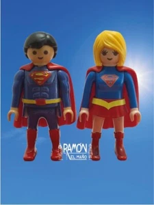 Custom Playmobil Superman Supergirl DC comics krypton acero superhéroe - Imagen 1 de 10