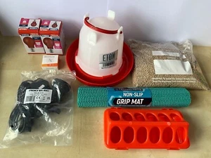 Chick, Quail Brooder Starter Packs Drinker/Feeder/Heat/Feed - WITH CHICK CRUMB - Picture 1 of 22