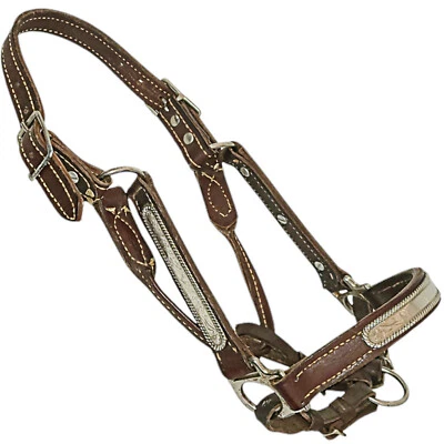 Vintage German Silver Rope Edge Horse Size Darl Oil Leather Show Halter - Image 1 of 4