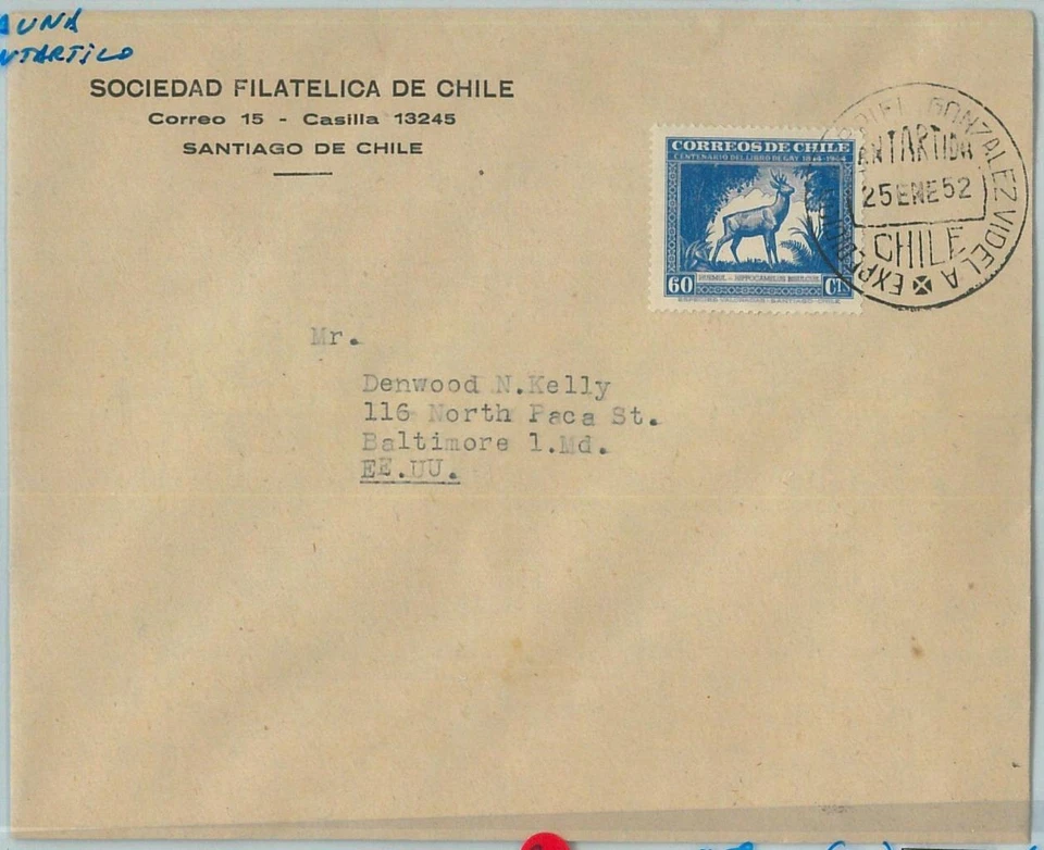 67527 - CHILE - Historia Postal - CUBIERTA 1952: NATURALEZA FAUNA ANIMALES Foto 1 de 1