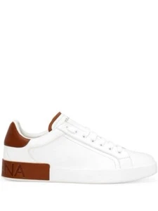 Dolce & Gabbana Portofino Low Sneakers Sz 7.5 Or IT 42.CS1760 AH526 Bianco/Rosso - Picture 1 of 9