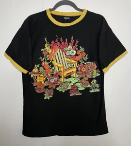 Vintage Rich’s Sportswear Erwachsene XL Blumen Ringer T-Shirt schwarz gelb Made USA - Bild 1 von 14