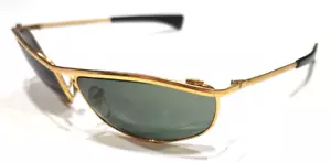 Ray Ban B&L L0255 Olympian Vintage Gold Metal Green Wrap Sunglasses - Picture 1 of 13