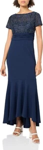 JS Collections Celia Mermaid Gown Size 8 Dress Navy Beaded Wedding Formal NEW - Picture 1 of 16