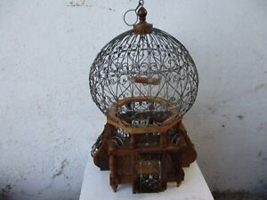 Vintage Victorian Style Wood & Wire Nice Bohemian Balloon Handmade Old Bird Cage