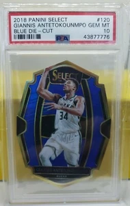 2018 Giannis antetokounmpo Panini Select Die Cut Blue Prizm #'d 157/249 PSA 10 - Picture 1 of 3