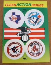 1990 Fleer Action Series Team Stickers AL Rangers/Blue Jays/Red Sox/ Orioles ...