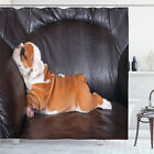 Englische Bulldogge Duschvorhang Resting Welpen