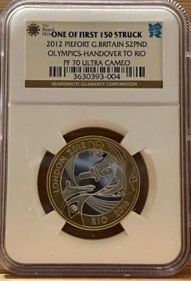 2012 Silver/Gold Piefort 2 Pds Olympics Handover to Rio NGC PF 70 .85 ounces - Image 1 of 4