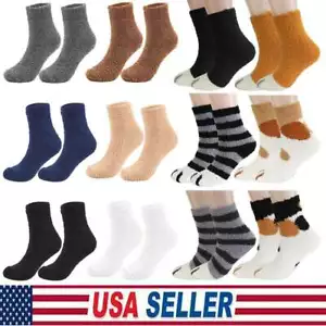 Women Men Fuzzy Fluffy Socks Cozy Warm Soft Winter Plush Home Sleeping Socks NEW - Picture 1 of 24