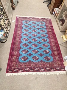 Alfombra oriental antigua turcomana anudada a mano tinte vegetal 4-2 X 6-3 tejido muy fino - Imagen 1 de 10