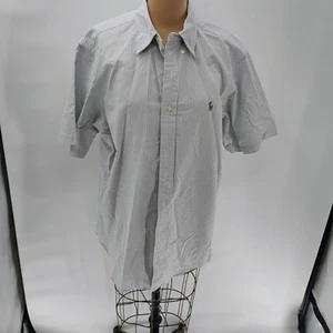 Polo Ralph Lauren Seersucker Shirt Striped Button Down Shirt L Blue White - Picture 1 of 13