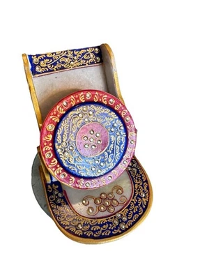 Soporte de teléfono de mármol pintado a mano Rajasthani - Diseño Meenakari, soporte de arte Kundan Foto 1 de 4