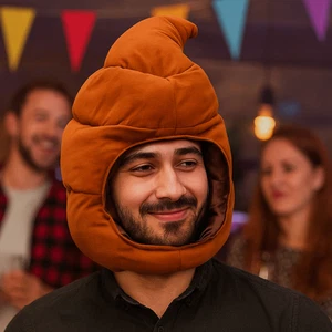 Soft Poop Head Cover Oddball Shape Plush Headwear Quirky Hat Party - Picture 1 of 12