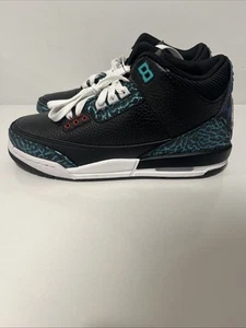 Nike Air Jordan 3 Retro Moto Black Siren Red Hyper Jade FV5437 001 Size 7Y - Picture 1 of 19