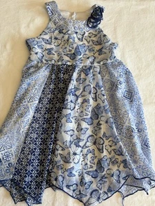Youngland Girls Dress Size 5 Butterfly Summer Dress Rose Tie Ribbon - Picture 1 of 10