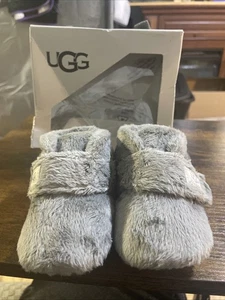 UGG Baby Bixbee Gray Faux Fur Size 2/3 Small 6-12 Months Bootie Shoes - Picture 1 of 6