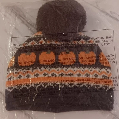 Gymboree Brown and Orange Pumpkin Knit Pom Pom Beanie - Image 1 of 4