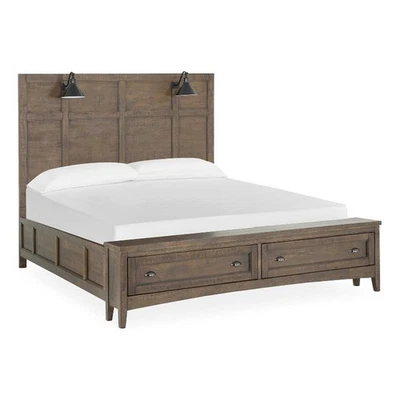 Magnussen Home Bay Creek Tostada Nuez moscada California King Lámpara Panel Cama de Almacenamiento Foto 1 de 4