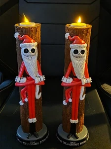 PAR 2 velas parpadeantes de Navidad Jack Skellington Papá Noel iluminadas - Imagen 1 de 5