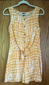 Art Class Girls Yellow Tie-dye Sleeveless Button Romper Size XL (14-16) - Picture 1 of 3