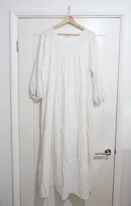 Anthropologie Elly Tiered Maxi Dress Size 16 Broderie Anglaise Smock Boho Hippie - Picture 1 of 9