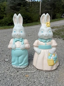 1994 Vintage 26" Mr & Mrs Easter Bunny Blow Mold Set Carolina Enterprise WORKS - Picture 1 of 8
