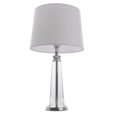 Lampada Da Tavolo Argento Grigio 62 Cm Vetro Metallo Tessuto E27 Da Notte - Immagine 1 di 3