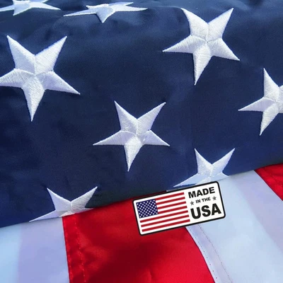 U.S. FLAG 5'x8' DUPONT SOLARMAX NYLON, EMBROIDERED STARS, NYL-GLO COLORFAST DYES - Image 1 of 4