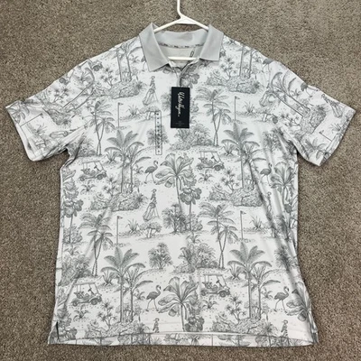 Мужская рубашка-поло Walter Hagen XL для гольфа с принтом фламинго тропическая пальма дерево НОВАЯ - Изображение 1 из 4
