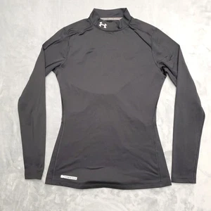 Under Armour Pullover Womens M Black ColdGear Fitted Mockneck Athletic Running - Picture 1 of 8