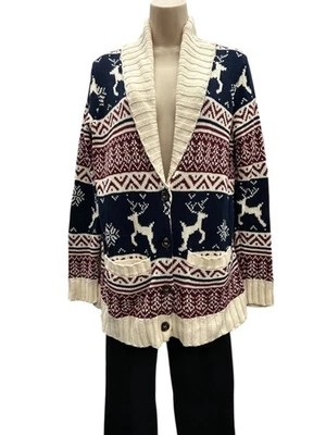 Forever 21 Cárdigan Suéter Mujer Grande Navidad Rojo Grandpacore Vacaciones Foto 1 de 4