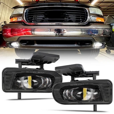 Pair Fog Lights LED Front Bumper Lamps For GMC 1999-2002 Sierra 2000-2006 Yukon - Image 1 of 4